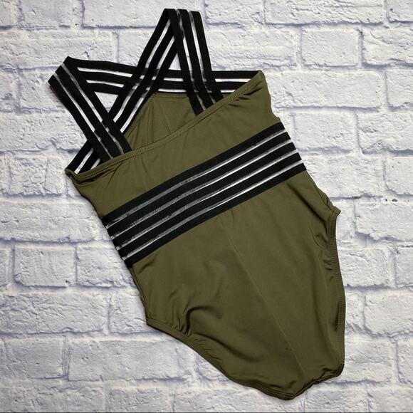 Kenneth Cole New York Stompin' In Stilettos One-Piece Illusion-Striped Swimsuit - Picture 4 of 8